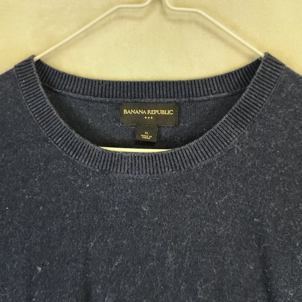 Banana Republic Mens Colorblock Crew Neck Sweater XL Navy‎ Gray White Stripes